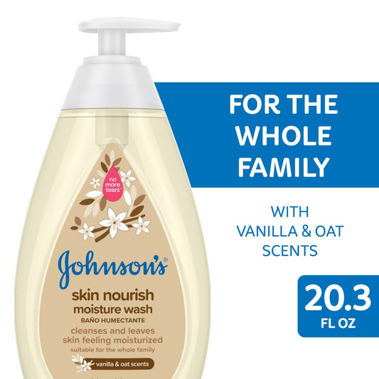 Johnson's Baby Moisture Wash, Skin Nourish, Vanilla & Oat Scents 20.3 Fl Oz Body Wash Pasteur Pharmacy