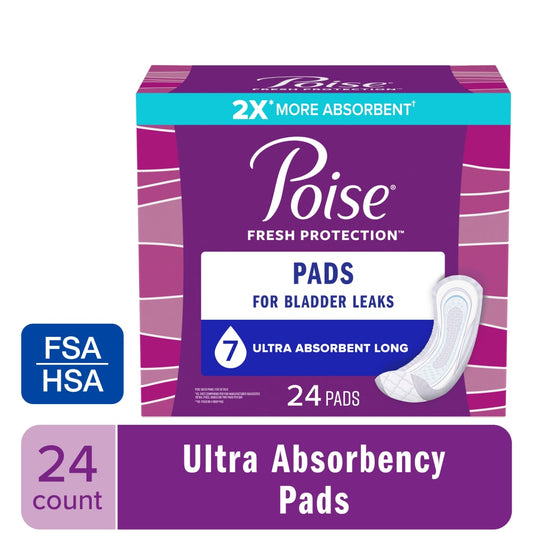 Poise Long Incontinence & Postpartum Pads - 7 Drop Ultra Health & Beauty Pasteur Pharmacy