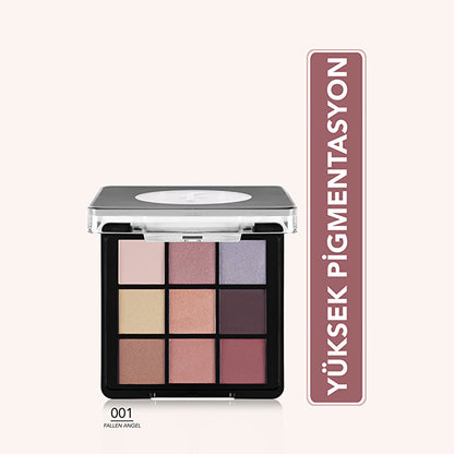Paleta de sombras de ojos Flormar 001 Fallen Angel - 9 colores | Alta pigmentación