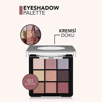 Paleta de sombras de ojos Flormar 001 Fallen Angel - 9 colores | Alta pigmentación