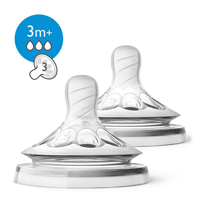 Tetina para biberón Philips Avent Natural, 3 agujeros - 3 meses+ | Paquete de 2