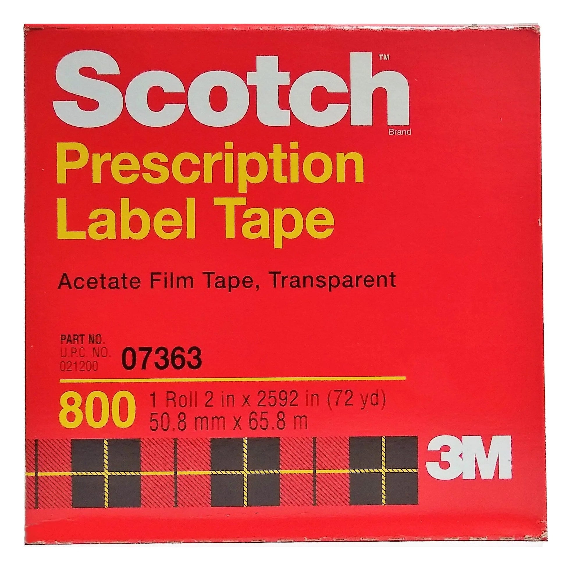 Scotch Prescription Label Protective Tape, 2 in x 72 yd, Individual Box Labels & Tags Pasteur Pharmacy