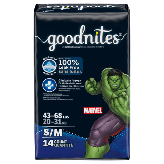 GoodNites Boys Marvel Nighttime S/M Underwear (43 68 Lbs) Diapers Pasteur Pharmacy