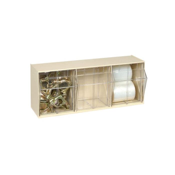 Quantum Storage Systems Tip Out Bin QTB303 – 3 Compartments Ivory Cabinets & Storage Pasteur Pharmacy