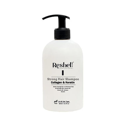 Shampooing antichute au collagène et à la kératine Reshell : fortifie, épaissit et favorise la pousse des cheveux - Sans sel ni sulfate, 500 ml