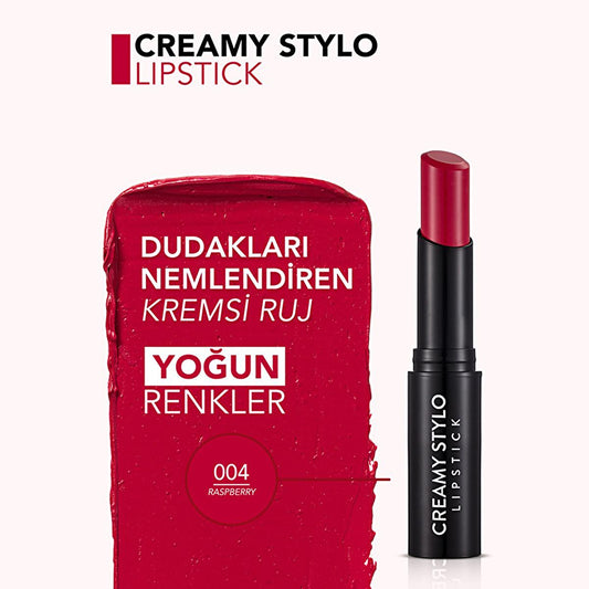 Rouge à lèvres Flormar Creamy Stylo - Hydratant, haute pigmentation, fini semi-brillant - 004 Raspberry