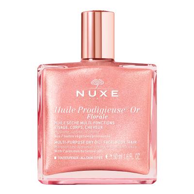 Nuxe Huile Prodigieuse Florale Or : Huile sèche multi-fonctions nacrée pour une peau et des cheveux éclatants - Éclat naturel, parfum floral, formule légère, 50 ml