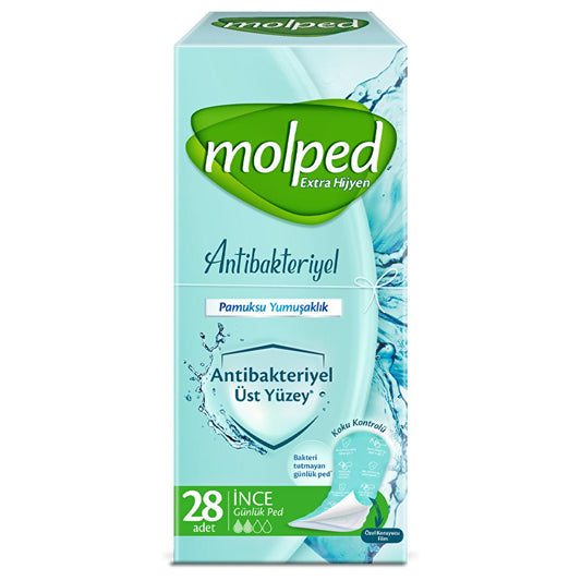 Protège-slips antibactériens Molped - Fins, anti-odeurs, 28 unités - Produits d'hygiène féminine