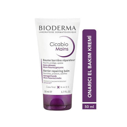 Crème mains Bioderma Cicabio : réparation barrière ultime pour mains sèches et abîmées | Formule hydratante, apaisante et non grasse, adaptée aux enfants (dès 3 ans) | 50 ml