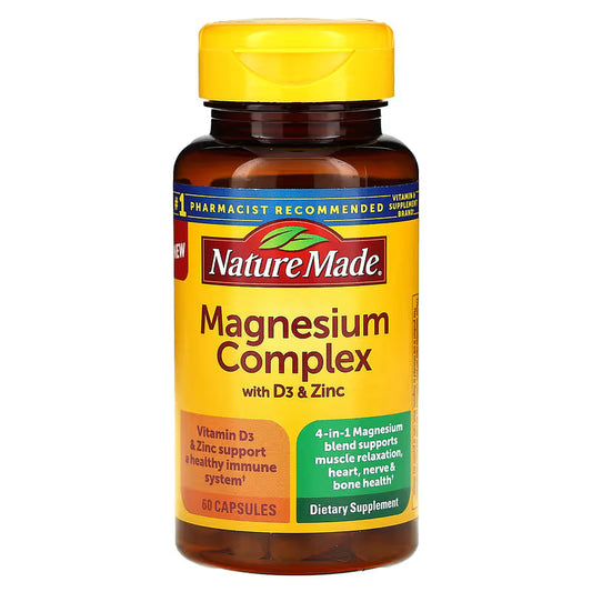 Nature Made Magnesium Complex with Vitamin D3 & Zinc, 60 Capsules Vitamins & Supplements Pasteur Pharmacy