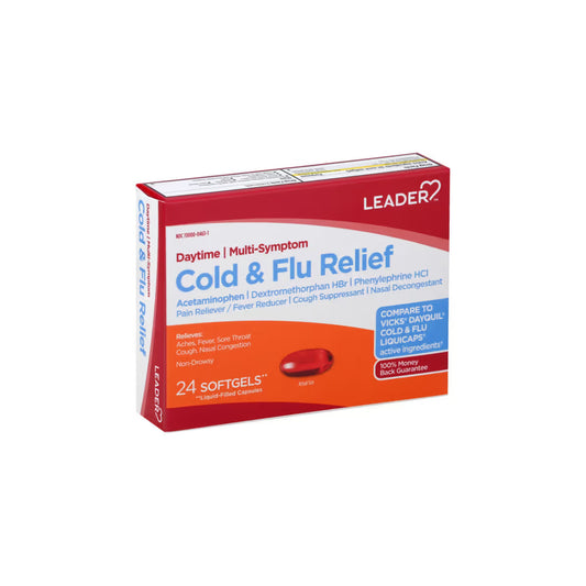 Leader Daytime Multi-Symptom Cold & Flu Relief – Non-Drowsy – 24 Caplets Medicine & Drugs Pasteur Pharmacy