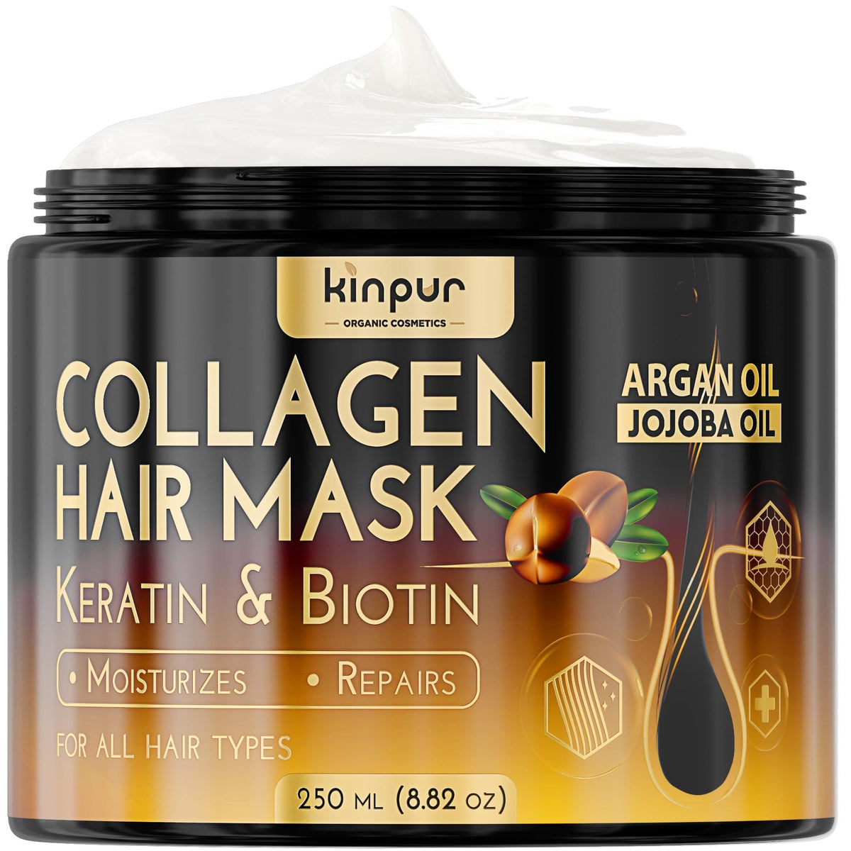 Hair Mask for Dry Damaged Hair with Collagen Biotin Argan Oil Helps Repair Hair