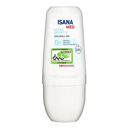 Desodorante roll-on Isana para piel sensible - 24 horas de protección, natural y ecológico