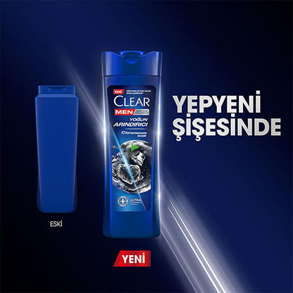 Clear Men: Champú Anticaspa Intense Clean con Carbón - Limpia profundamente el cuero cabelludo graso y con picazón, y controla la caspa para hombres - 11.83 fl oz
