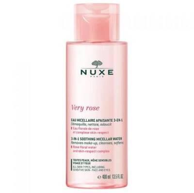 Eau micellaire apaisante 3-en-1 Nuxe Very Rose - Démaquillant naturel et soin pour peaux sèches