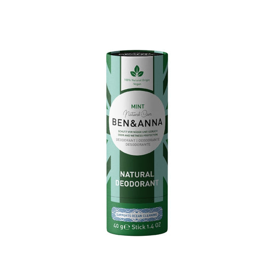 BEN & ANNA Natural Deodorant - Mint Scent, Organic & Chemical-Free, 40g