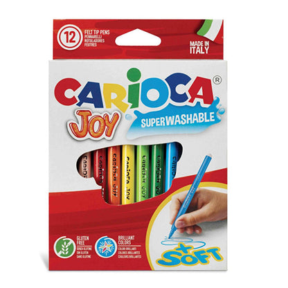 Feutres super lavables Carioca Joy, lot de 12 – Marqueurs lavables pour enfants, fournitures d'art, fabriqués en Italie