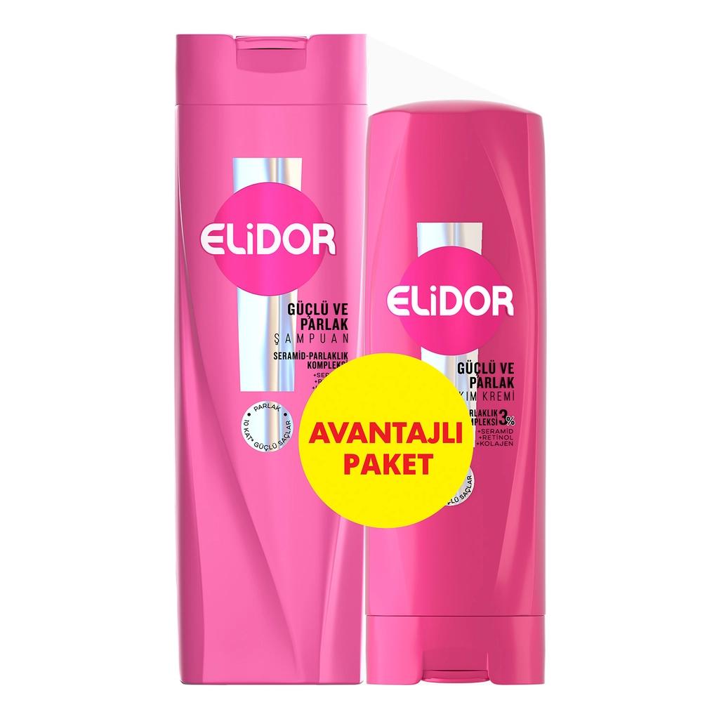 Champú Elidor Strong & Shiny 400 ml y Acondicionador en Sérum 200 ml