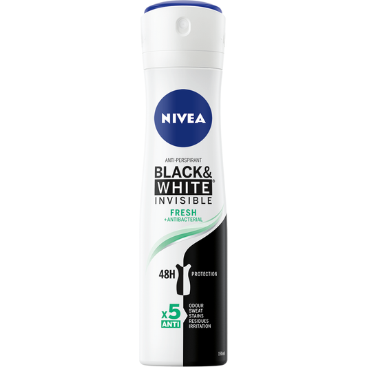 Nivea Invisible Black & White Fresh Anti-Perspirant Deodorant Spray 150ml Deodorant Pasteur Pharmacy
