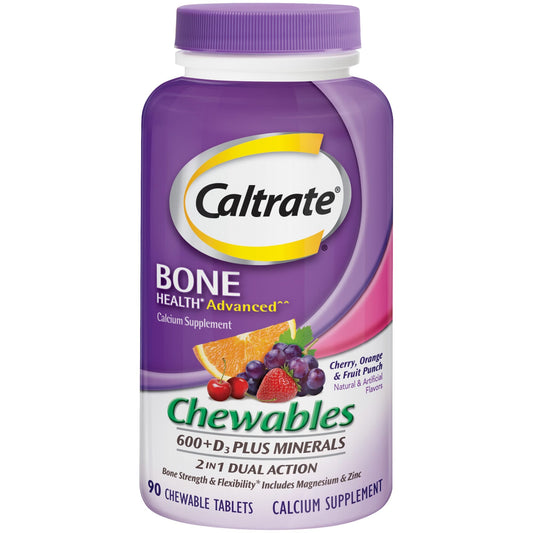 Caltrate Calcium & Vitamin D3 Plus Minerals Cherry Orange & Fruit Punch -- 90 Chewable Tablets Vitamins & Supplements Pasteur Pharmacy