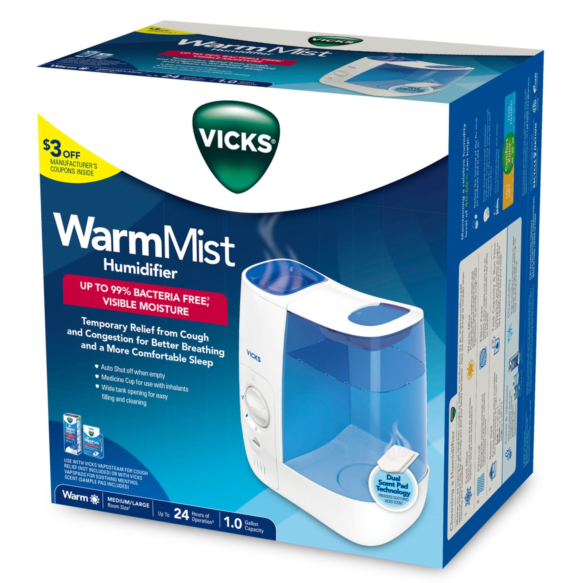 Vicks Humidifier Warm Mist 1 Gallon Humidifiers Pasteur Pharmacy