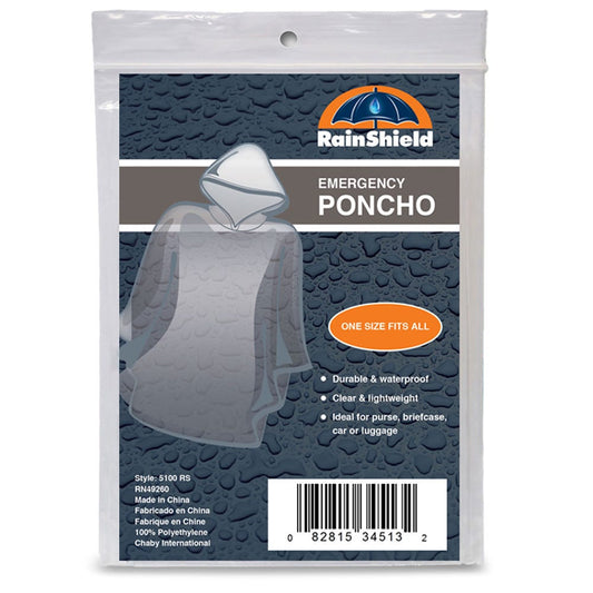 Chaby International Emergency Rain Poncho, Lightweight & Waterproof, Clear, One Size Fits All Coats & Jackets Pasteur Pharmacy