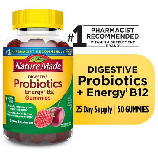 Nature Made Probiotics + Energy B12 Raspberry Cherry Gummy 50Ea Personal Care Pasteur Pharmacy