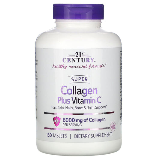 21st Century Super Collagen Plus Vitamin C, 1,000 Mg, 180 Tablets Vitamins & Supplements Pasteur Pharmacy