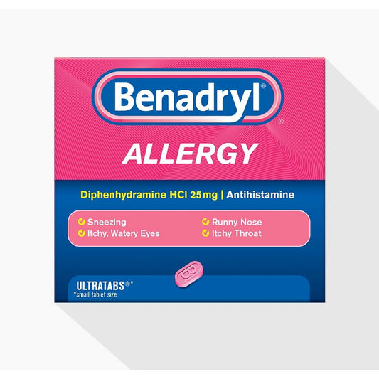 Benadryl Ultratabs Antihistamine Allergy Relief Tablets, Diphenhydramine HCl 25mg, 24 Ct Health & Beauty Pasteur Pharmacy