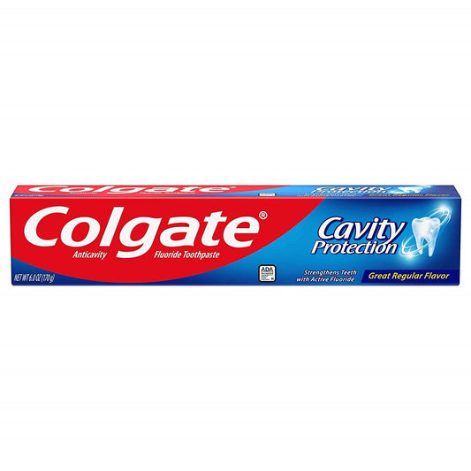 Colgate Cavity Protection Toothpaste with Fluoride, Great Regular Flavor, 6 oz – Family Size Anti-Cavity Paste Toothpaste Pasteur Pharmacy