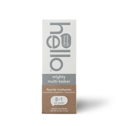 Hello Mighty Multitasker Fluoride Toothpaste, 8 In 1 Toothpaste With Minty Flavor, Anticavity, Antigingivitis, Antisensitivity, Strengthens Enamel And Whitens, 4.0 Oz Tube Toothpaste Pasteur Pharmacy