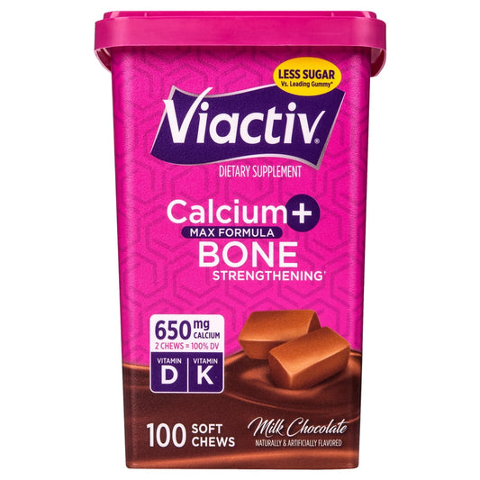 Viactiv Calcium Supplement Plus Vitamin D Soft Chews - Milk Chocolate - 100ct Vitamins & Supplements Pasteur Pharmacy