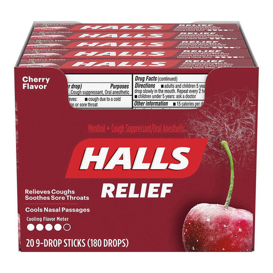 Halls Cough Drops Lozenges Cherry - 20x9 Ct Medicine & Drugs Pasteur Pharmacy