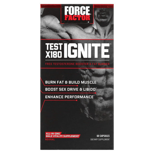 Force Factor Test X180 Ignite Total Testosterone Booster & Fat Burner 60 Capsules Vitamins & Supplements Pasteur Pharmacy