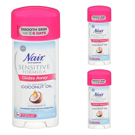 Nair Hair Remover Sensitive Formula Glide Away With Coconut Oil 3.3 Oz Shaving & Grooming Pasteur Pharmacy