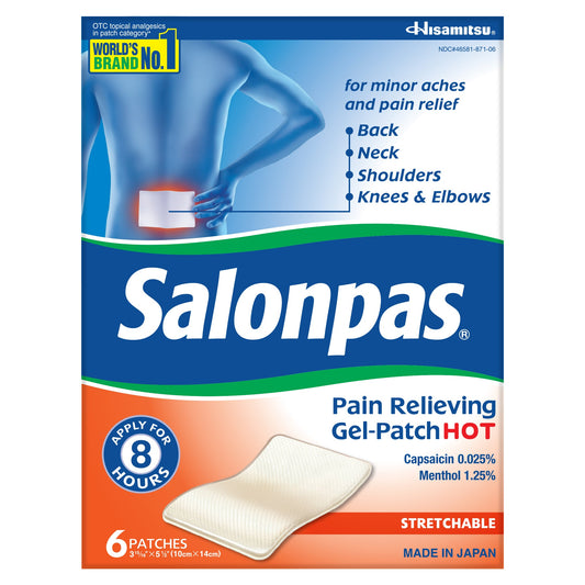 Salonpas Pain Relieving Gel Patch, Hot, Stretchable Health & Beauty Pasteur Pharmacy