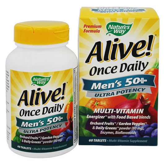 Nature's Way Alive Once Daily Mens 50 Plus Ultra Potency Multi-Vitamin Tablets Vitamins & Supplements Pasteur Pharmacy
