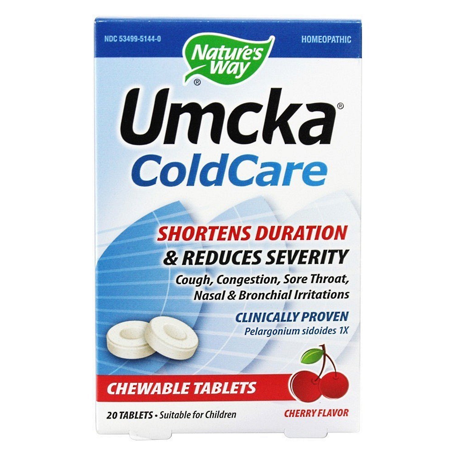 Nature's Way® Umcka® ColdCare, Cherry - 20 CT - Non-Drowsy Chewable Tablets Vitamins & Supplements Pasteur Pharmacy
