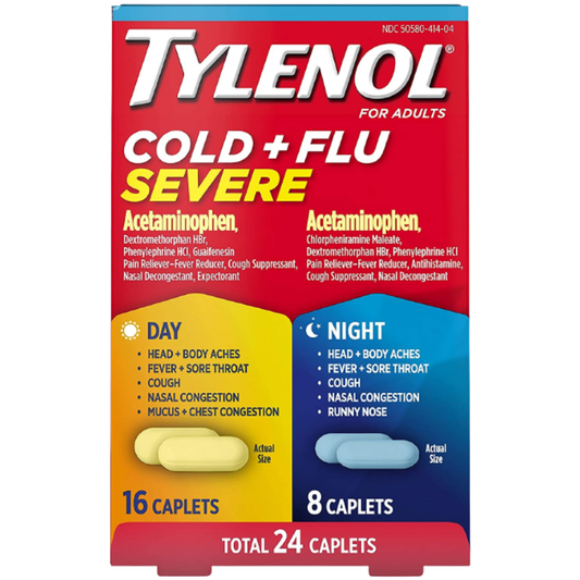 Tylenol Cold + Flu, Severe, Day/Night, Caplets, For Adults Health & Beauty Pasteur Pharmacy