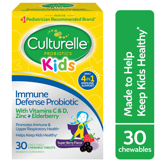 Culturelle Kids Daily Immune Defense Probiotic + Elderberry, Vitamin C And Zinc Chewable For Oral Health - 30ct Vitamins & Supplements Pasteur Pharmacy