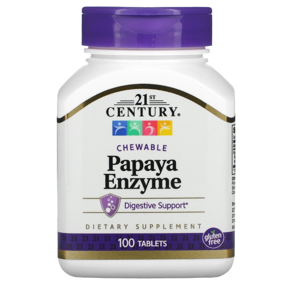 21st Century® Papaya Enzyme – Digestive Health Support (Chewable Tablets) Digestive Support Supplements Pasteur Pharmacy