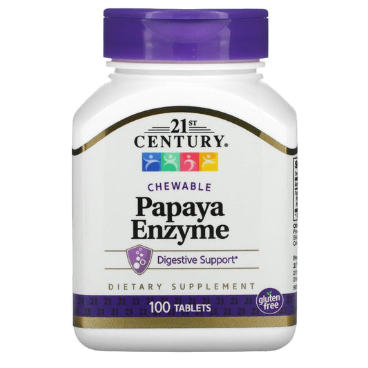 21st Century® Papaya Enzyme – Digestive Health Support (Chewable Tablets) Digestive Support Supplements Pasteur Pharmacy