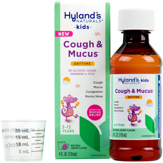 Hyland's Naturals Cough & Mucus, Daytime, Kids, Natural Grape Flavor 4 Fl Oz Grapes Pasteur Pharmacy