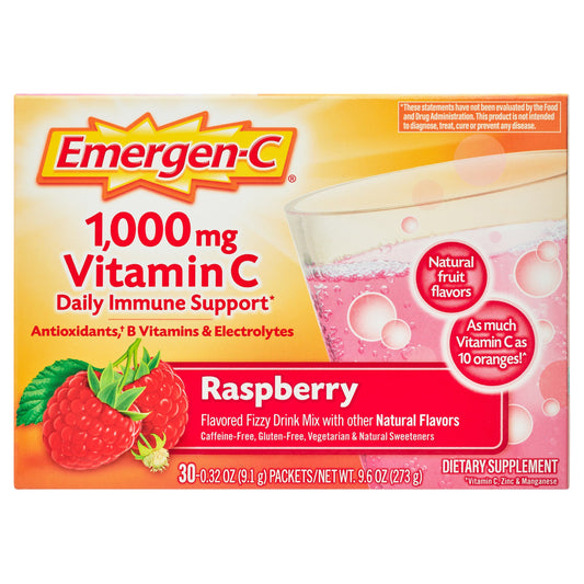 Emergen-C Vitamin Fizzy Drink Mix 1000 Mg Raspberry Supplement - 30 Packets/Pack Vitamins & Supplements Pasteur Pharmacy