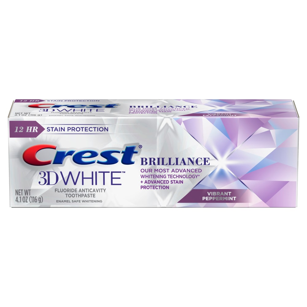 Crest 3D White Brilliance + Advanced Stain Protection Teeth Whitening Toothpaste Vibrant Peppermint