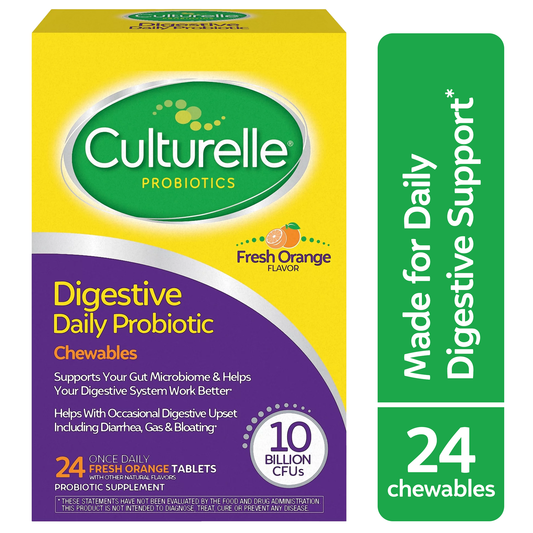 Culturelle Digestive Health Probiotic Chewable Tablets, Orange 24 ct Vitamins & Supplements Pasteur Pharmacy