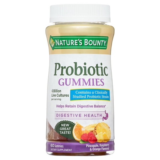 Nature's Bounty Probiotic Gummies Digestive Health Pineapple, Raspberry & Orange Flavored Vitamins & Supplements Pasteur Pharmacy