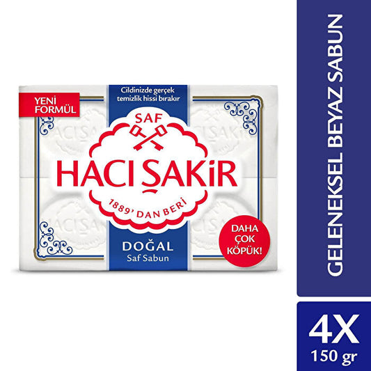 Savon blanc naturel Hacı Şakir 4 x 150g - Formule traditionnelle turque | 100% naturel