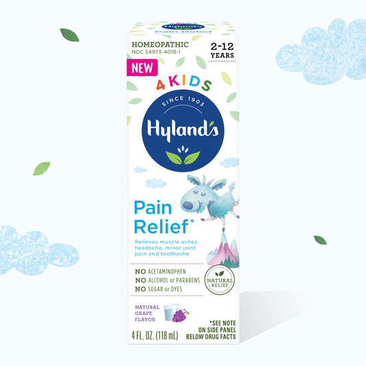 Hyland's Homeopathic 4 Kids Grape Flavor Pain Relief Liquid Grapes Pasteur Pharmacy