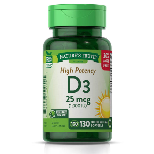 Nature’s Truth® High-Potency Vitamin D3 1000 U Quick-Release Gelcap, 130 EA